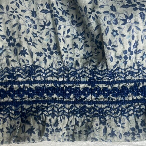 Madewell Jeannette Top Blue Floral Puff Sleeve Cropped Back Buttons XS New WOT - Picture 5 of 10